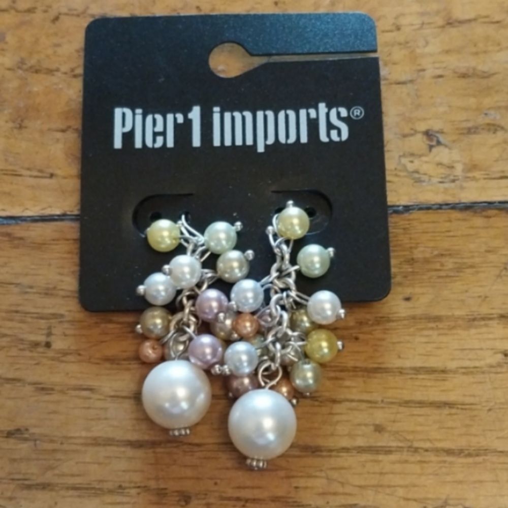 Easter style Pier 1 Imports iridescent earrings. Spring. Pastel. Dangle.